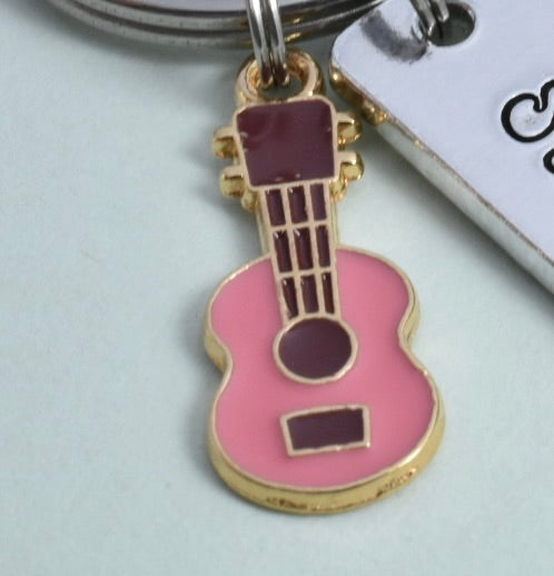 Personalised Musician Keyring • Music Key Ring • Singer Keychain • Guitar Gift • Performer Gift • Music Lover Present