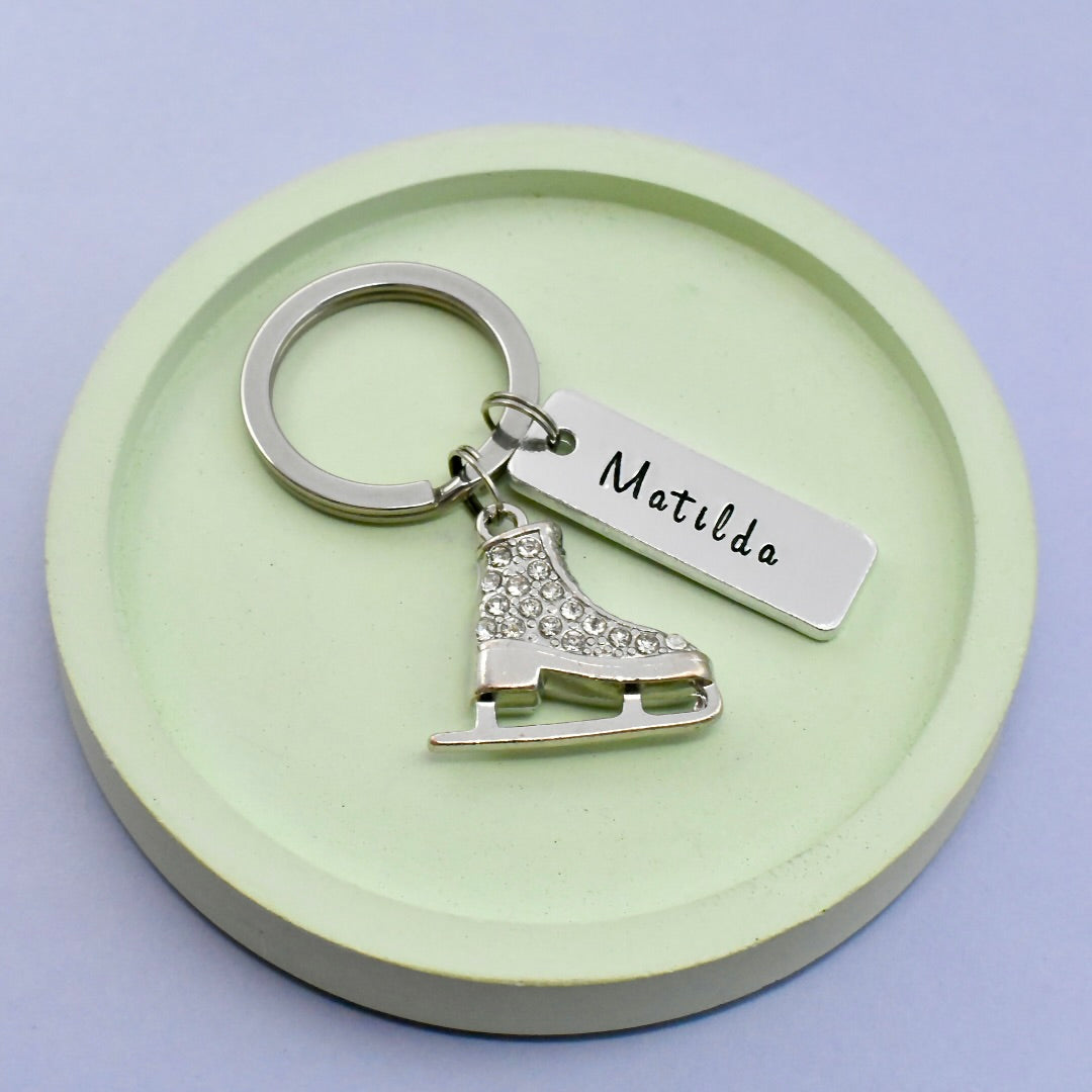 Personalised Ice Skating Keyring • Skater Key Ring • Ice Skating Keychain • Gift For Someone that Loves To Ice Skate • Figure Skater Gift