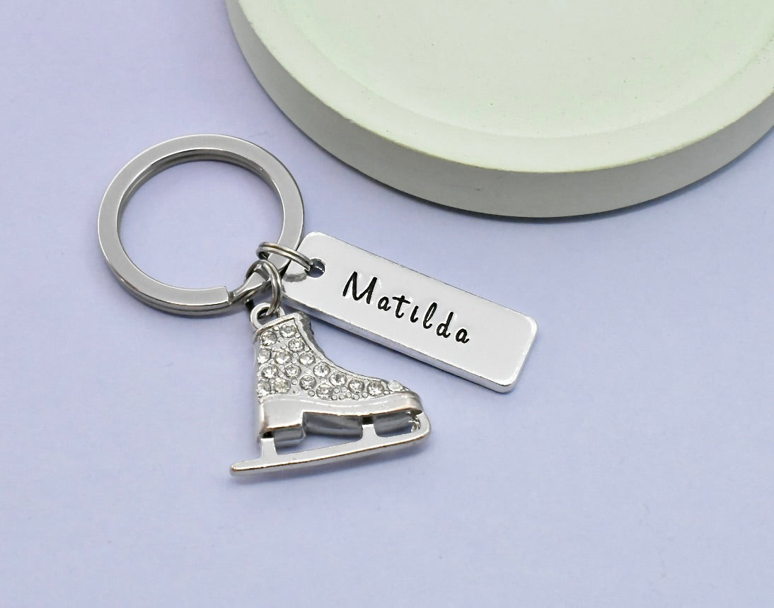 Personalised Ice Skating Keyring • Skater Key Ring • Ice Skating Keychain • Gift For Someone that Loves To Ice Skate • Figure Skater Gift