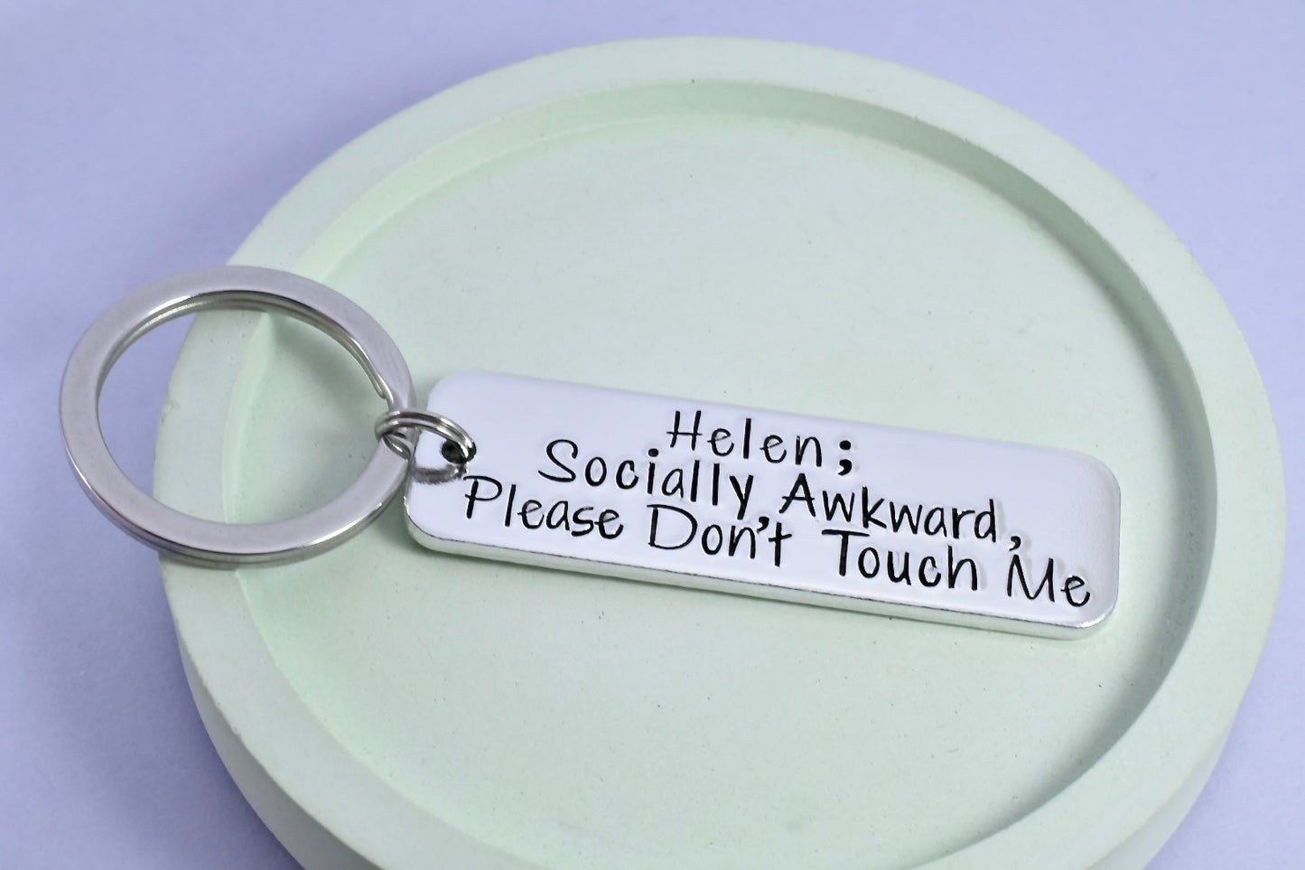 Personalised "Socially Awkward, Please Don't Touch Me" Keyring • Introvert Gift • Cheeky Gift For Friend • Funny Anti-Social Keyring