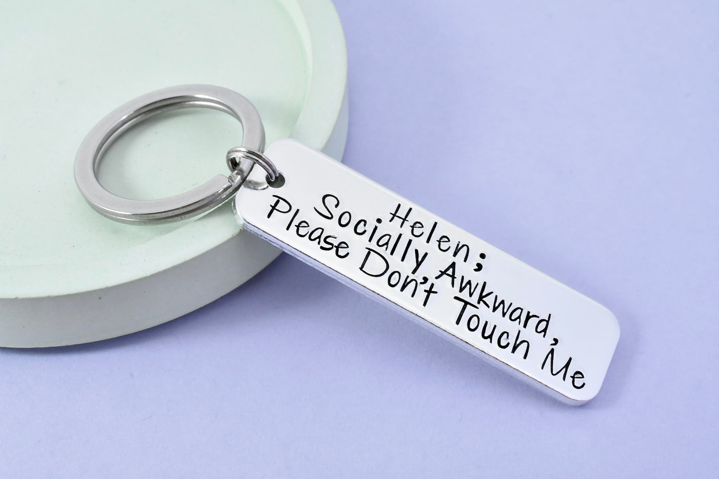 Personalised "Socially Awkward, Please Don't Touch Me" Keyring • Introvert Gift • Cheeky Gift For Friend • Funny Anti-Social Keyring