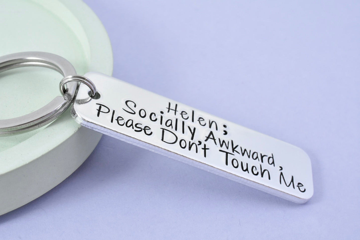 Personalised "Socially Awkward, Please Don't Touch Me" Keyring • Introvert Gift • Cheeky Gift For Friend • Funny Anti-Social Keyring