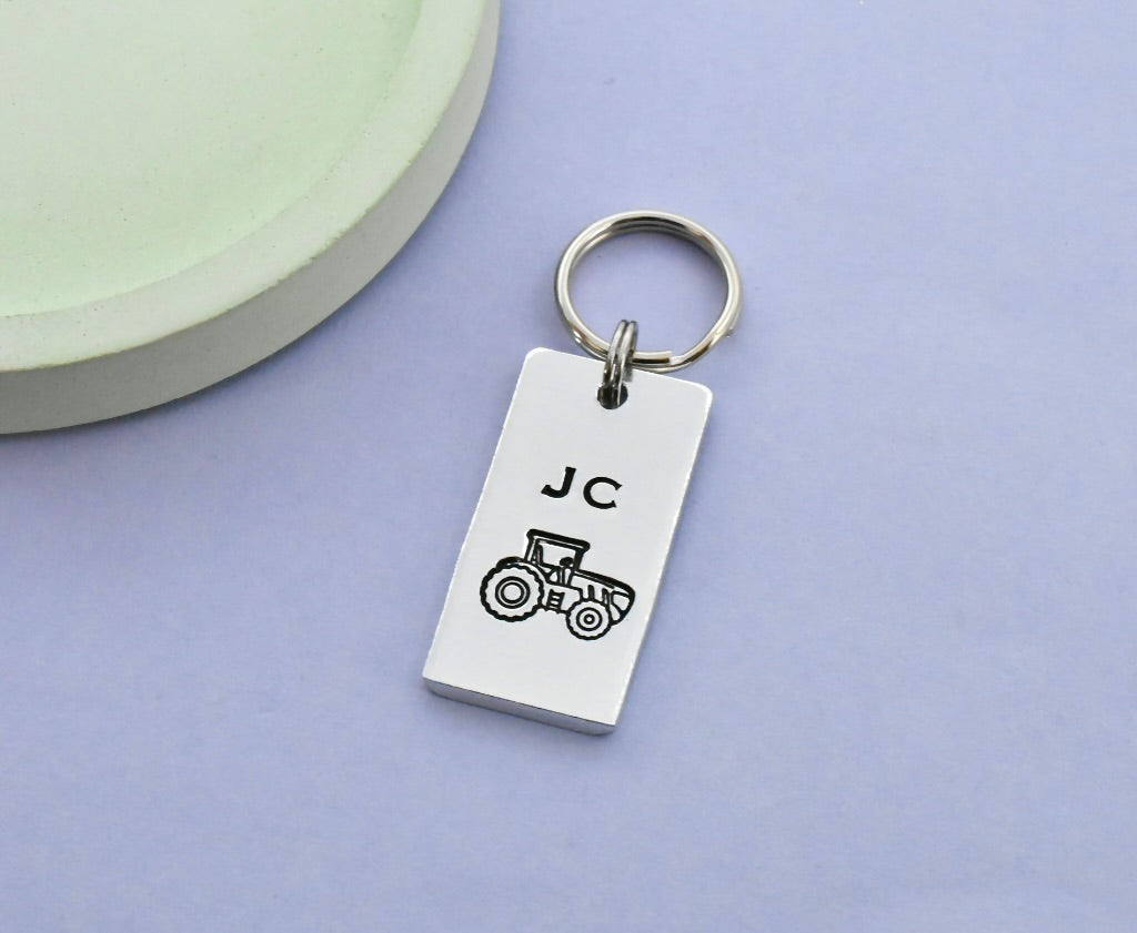 Gift Personalised Tractor Keyring Christening Gift Personalised