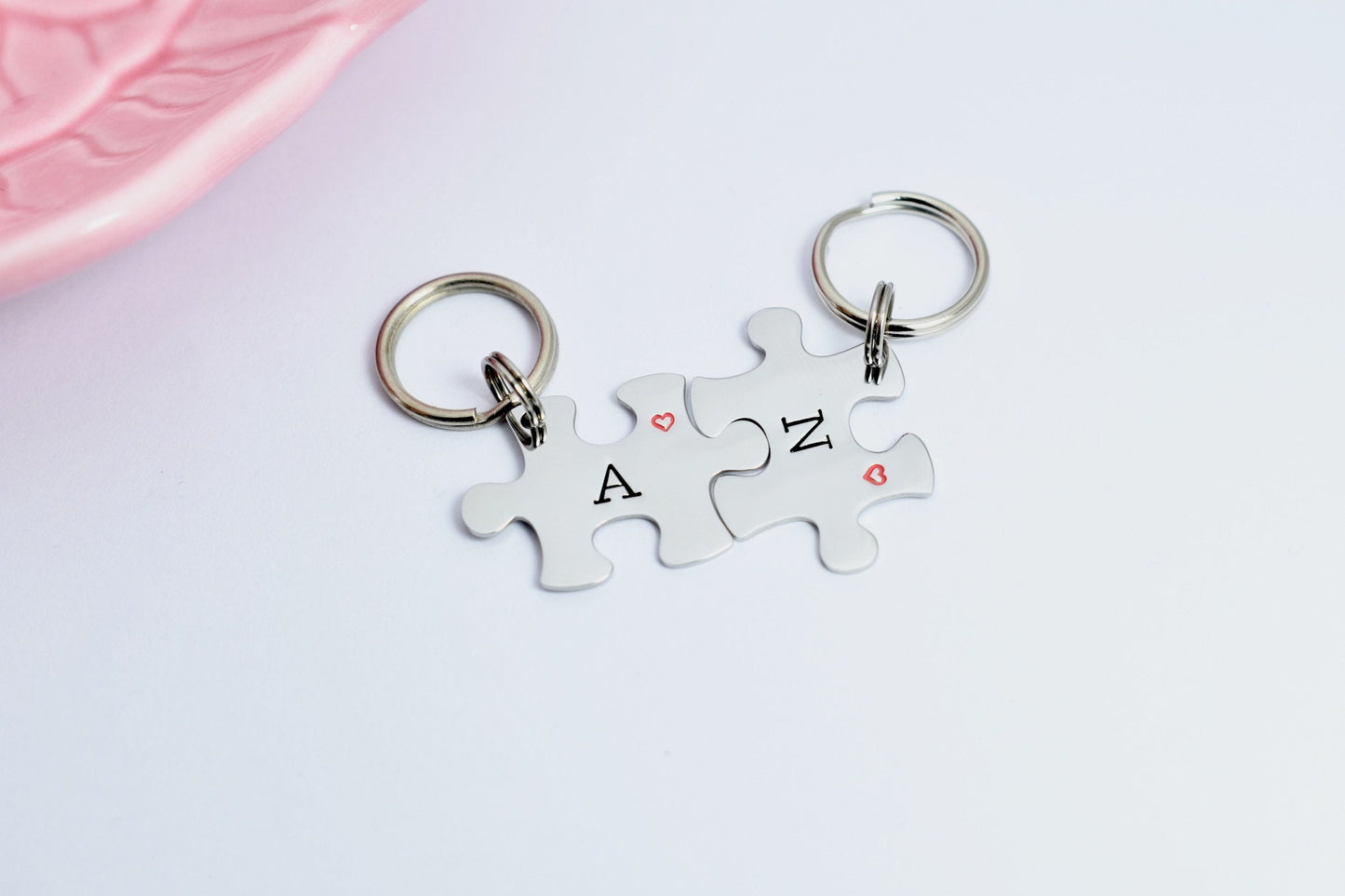 Personalised MINI Puzzle Piece Keyrings • Couple Key Ring Set • Friendship Gift • Valentines Gift • High Quality Shiny Steel Jigsaw