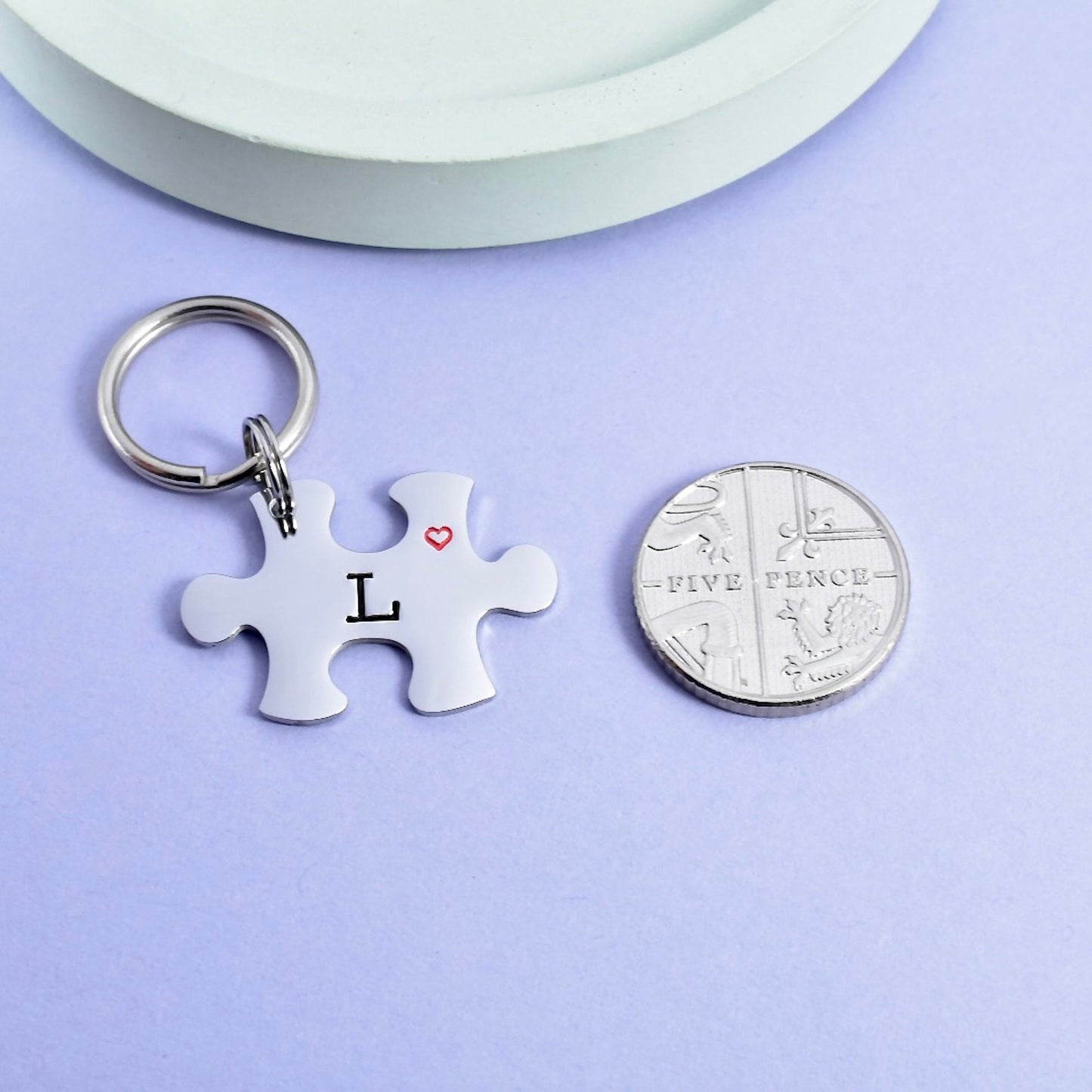 Personalised MINI Puzzle Piece Keyrings • Couple Key Ring Set • Friendship Gift • Valentines Gift • High Quality Shiny Steel Jigsaw