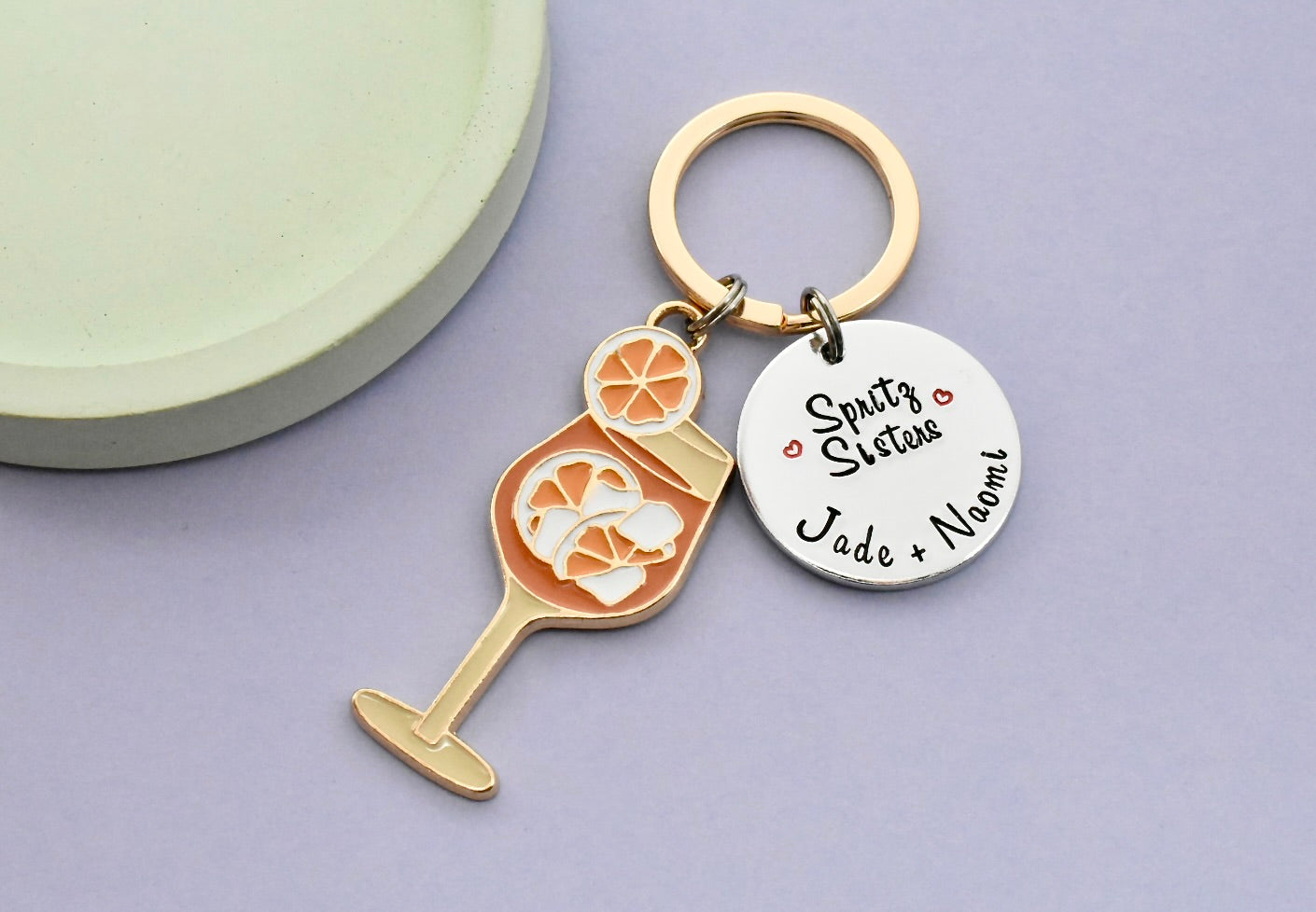 Spritz Sisters Personalised Keyring - Custom Best Friend Cocktail Gift with Names, Friendship Keychain