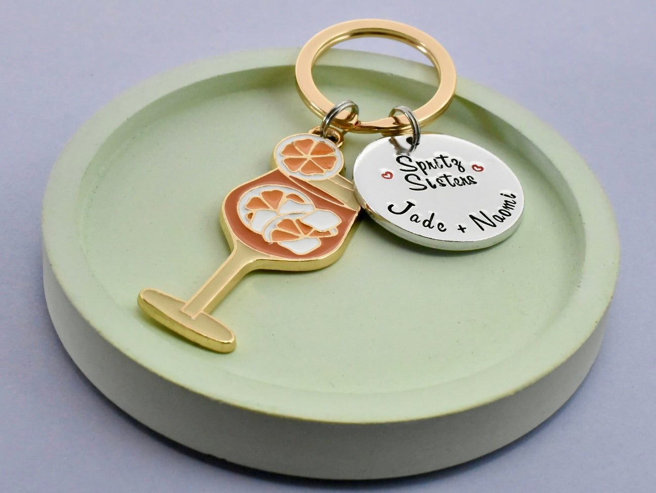 Spritz Sisters Personalised Keyring - Custom Best Friend Cocktail Gift with Names, Friendship Keychain