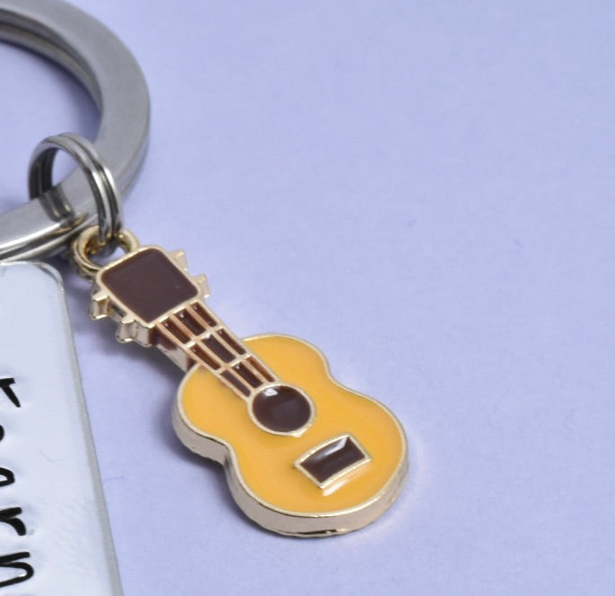 Personalised Musician Keyring • Music Key Ring • Singer Keychain • Guitar Gift • Performer Gift • Music Lover Present