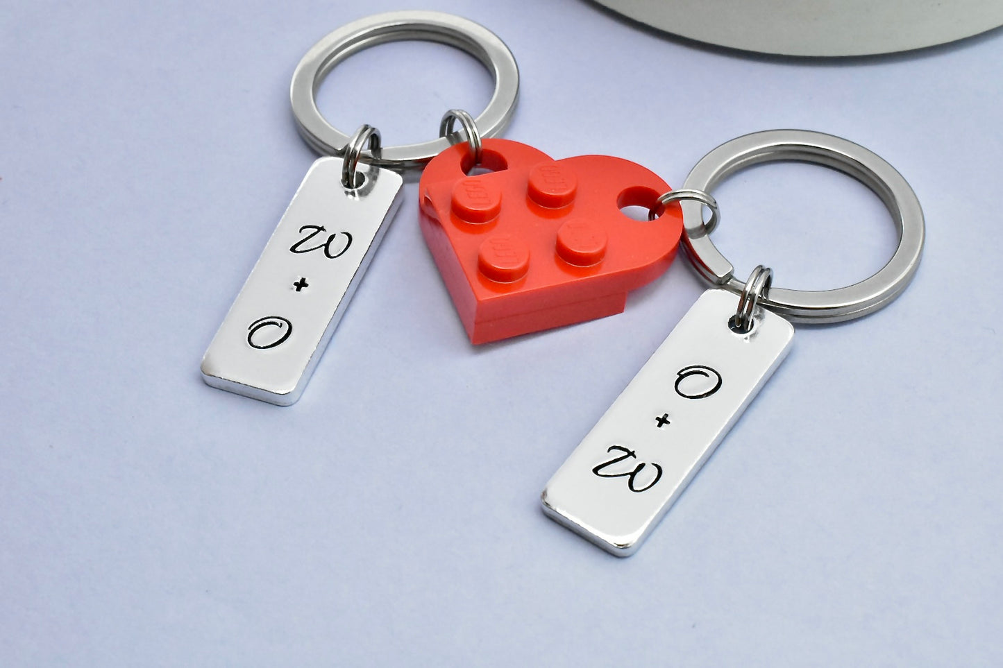 Personalised Heart Keyring Set • Gift For Couples • Linked Keychains • Building Brick Heart Key Ring Set • Perfect For Valentines Day (Copy)