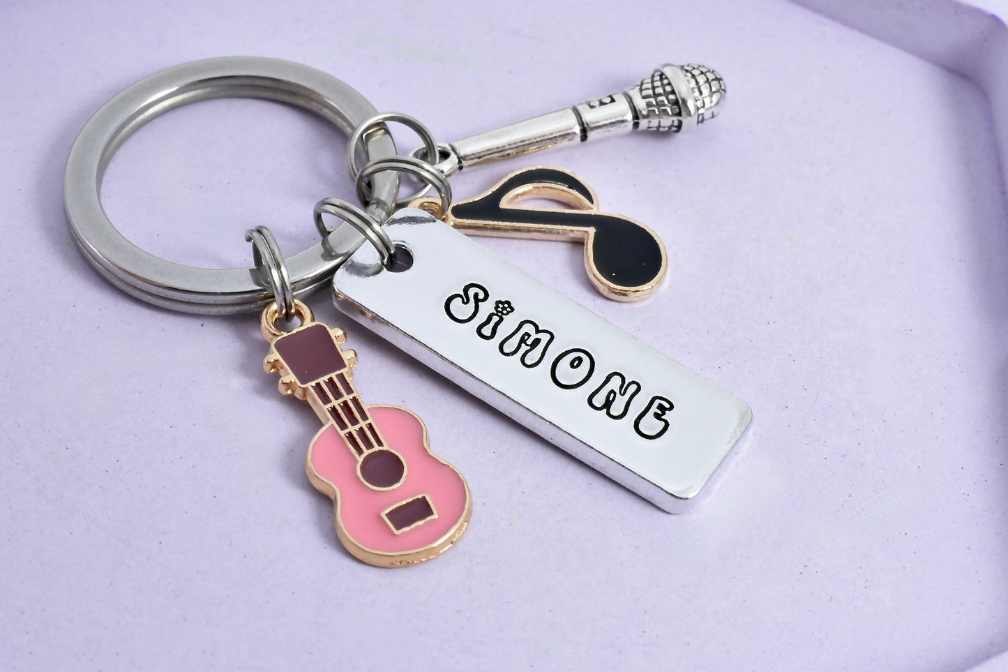 Personalised Musician Keyring • Music Key Ring • Singer Keychain • Guitar Gift • Performer Gift • Music Lover Present
