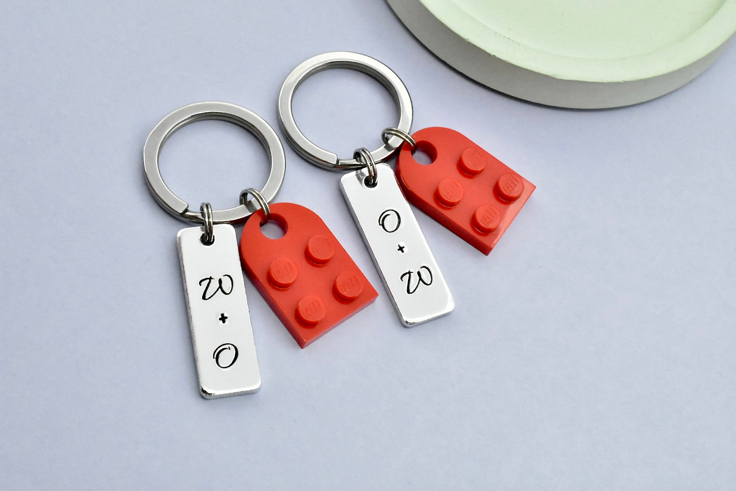 Personalised Heart Keyring Set • Gift For Couples • Linked Keychains • Building Brick Heart Key Ring Set • Perfect For Valentines Day (Copy)