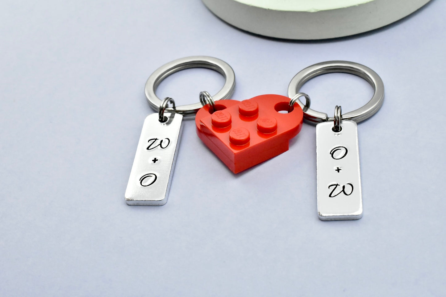 Personalised Heart Keyring Set • Gift For Couples • Linked Keychains • Building Brick Heart Key Ring Set • Perfect For Valentines Day (Copy)