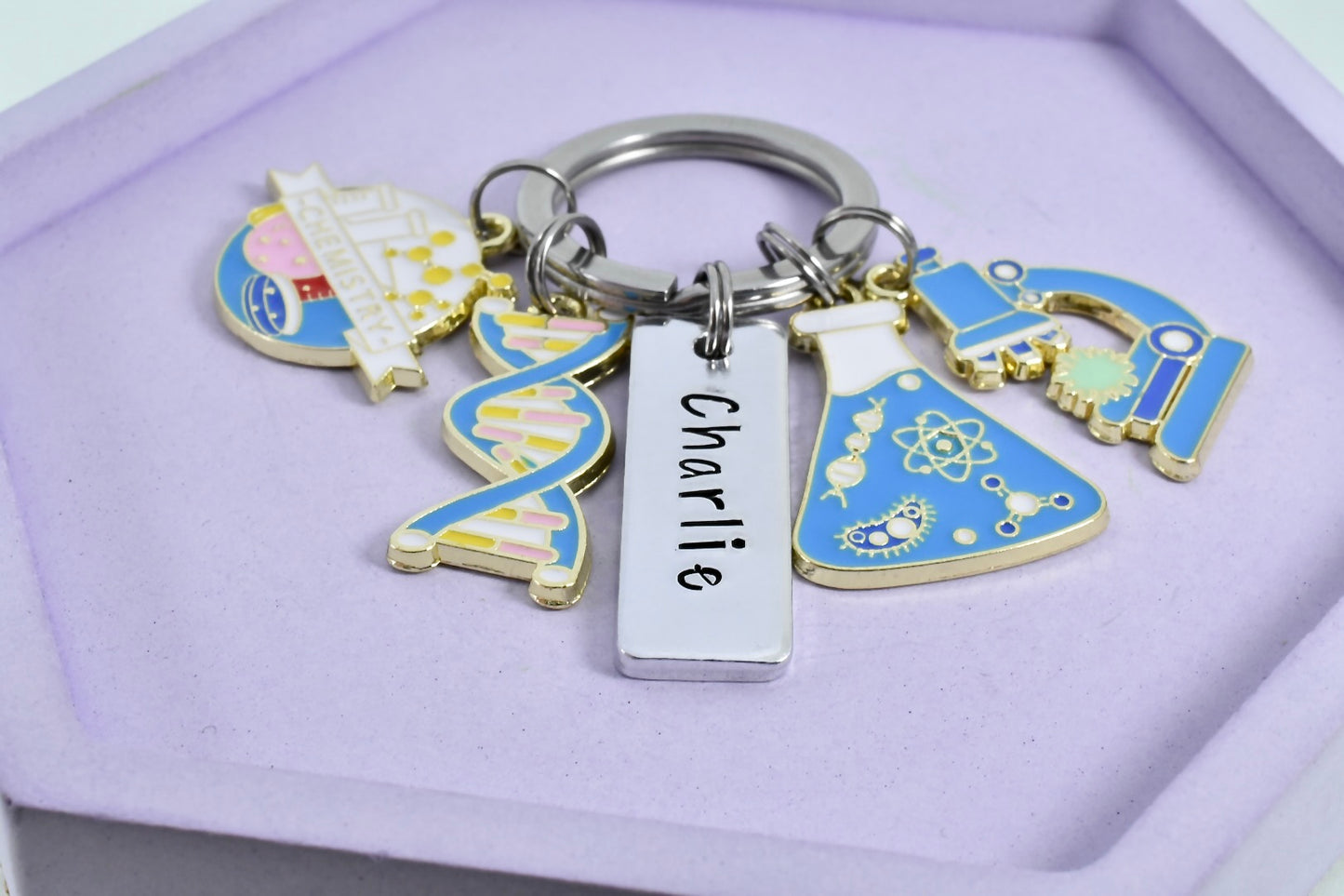 Personalised Science Keyring • Scientist Key Ring • Chemistry Keychain • Science Gift • Biology Keyring • Science Lover Gift