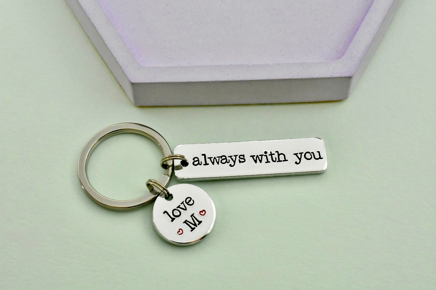 Personalised Initial Keyring - Always With You - For Friend, Boyfriend, Girlfriend, Partner