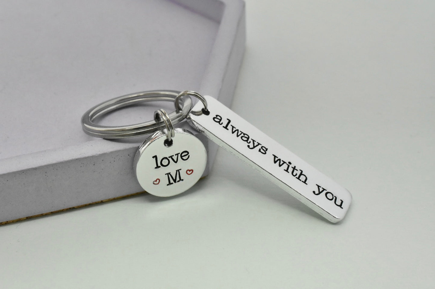Personalised Initial Keyring - Always With You - For Friend, Boyfriend, Girlfriend, Partner