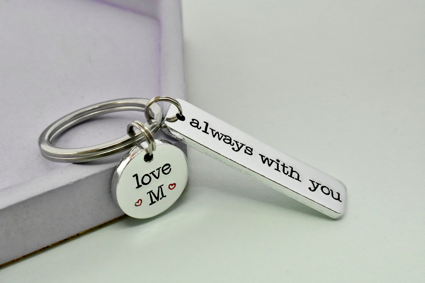 Personalised Initial Keyring - Always With You - For Friend, Boyfriend, Girlfriend, Partner