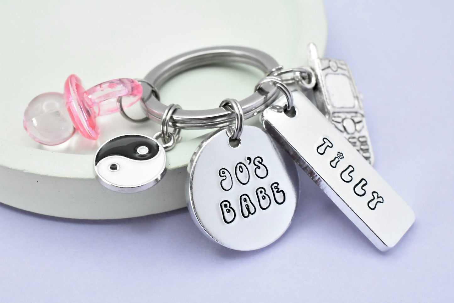 90's Babe Gift • Personalised Born In The 1990's Keyring • 90's Baby Birthday Gift • Retro Birthday Gift • Someone Who Was Born In The 1990s