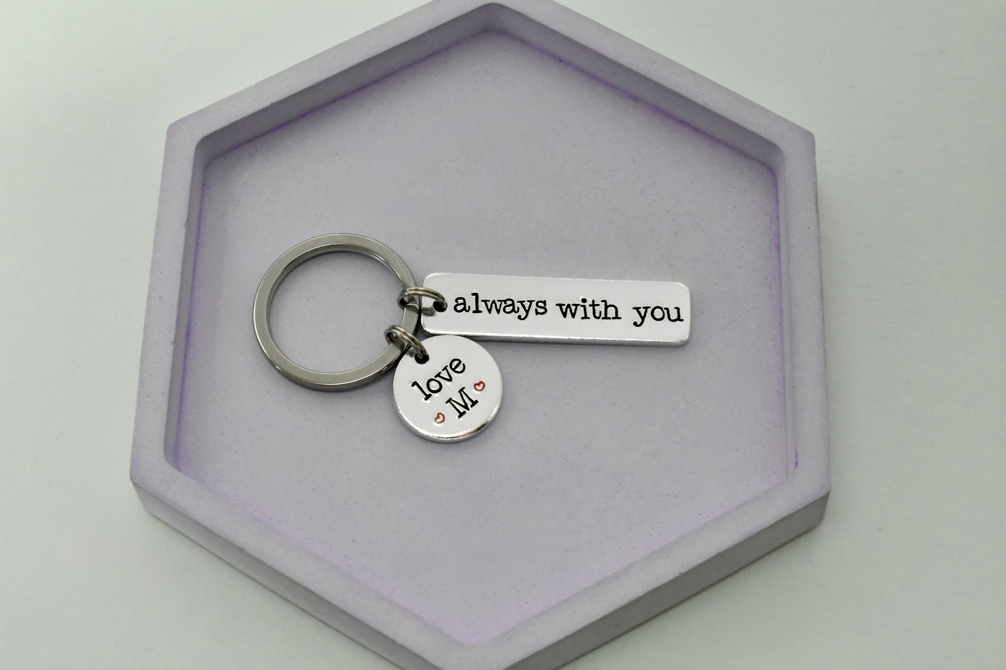 Personalised Initial Keyring - Always With You - For Friend, Boyfriend, Girlfriend, Partner