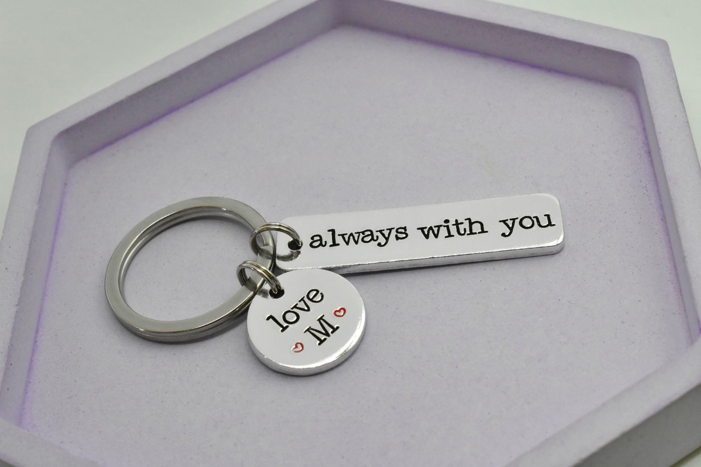 Personalised Initial Keyring - Always With You - For Friend, Boyfriend, Girlfriend, Partner