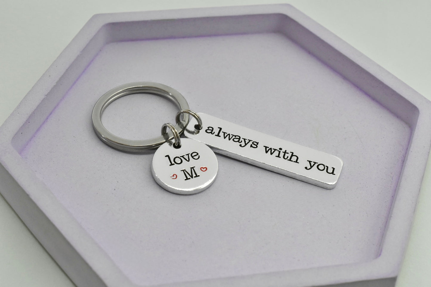 Personalised Initial Keyring - Always With You - For Friend, Boyfriend, Girlfriend, Partner
