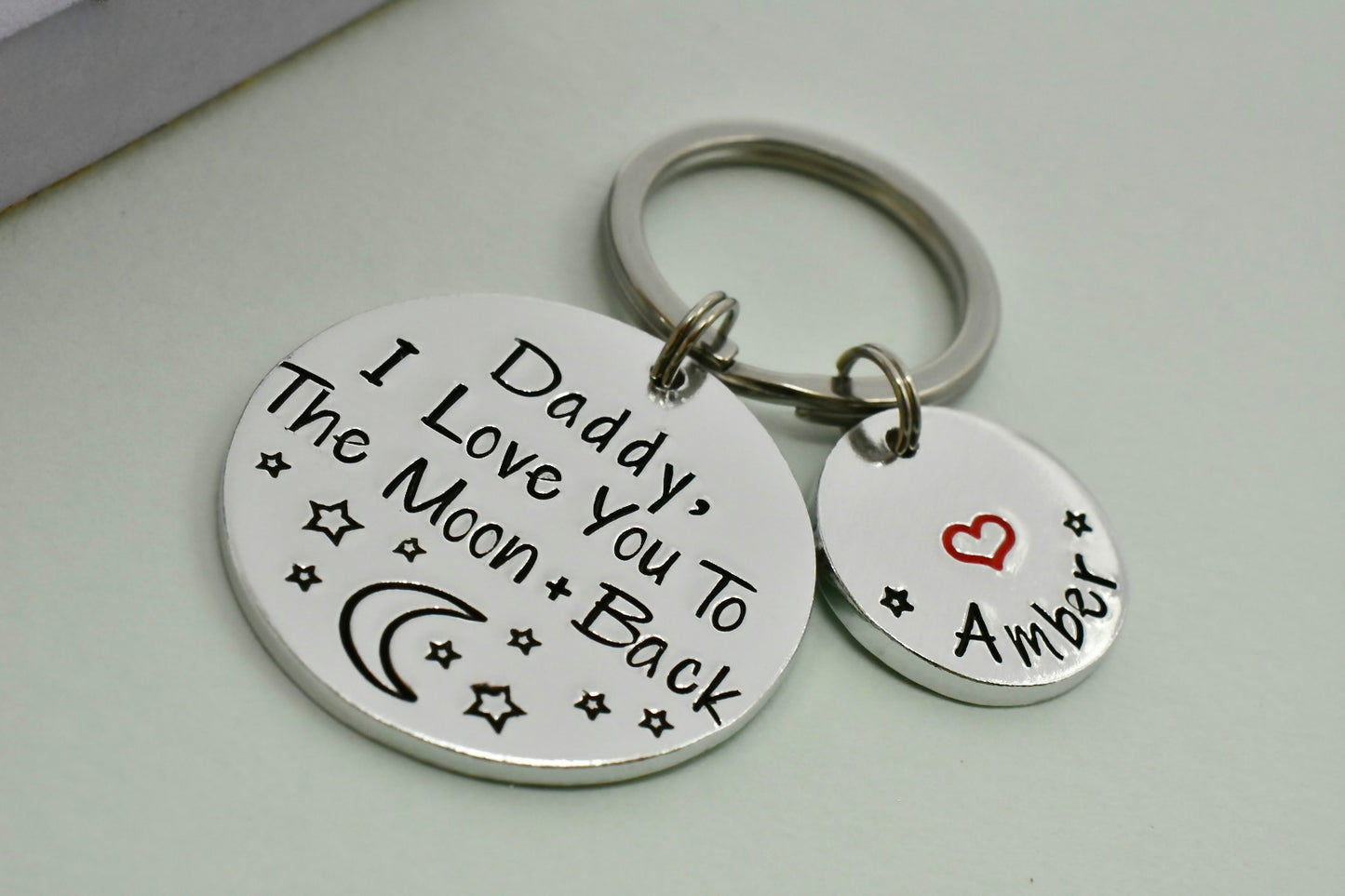 Personalised “I Love You to the Moon and Back” Keyring - Custom Name Disc Family Gift (Daddy, Mum or Any Name)