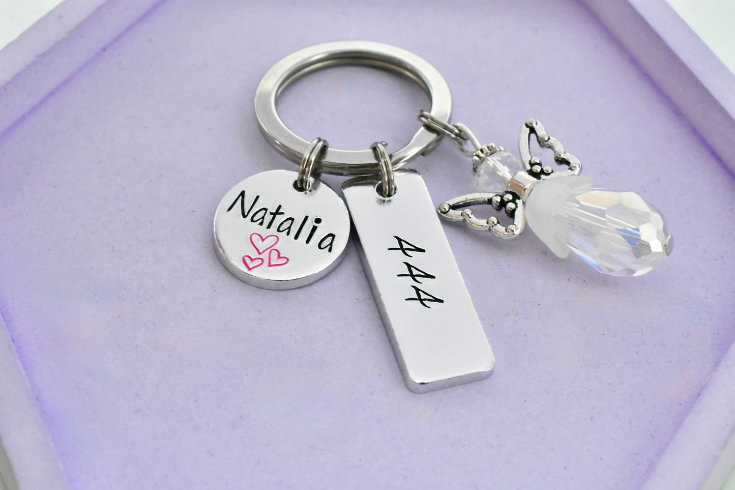 Angel Numbers Keyring • Personalised Spiritual Keychain • Numerology Keyring • Lucky Number Gift • Cosmic Keyring
