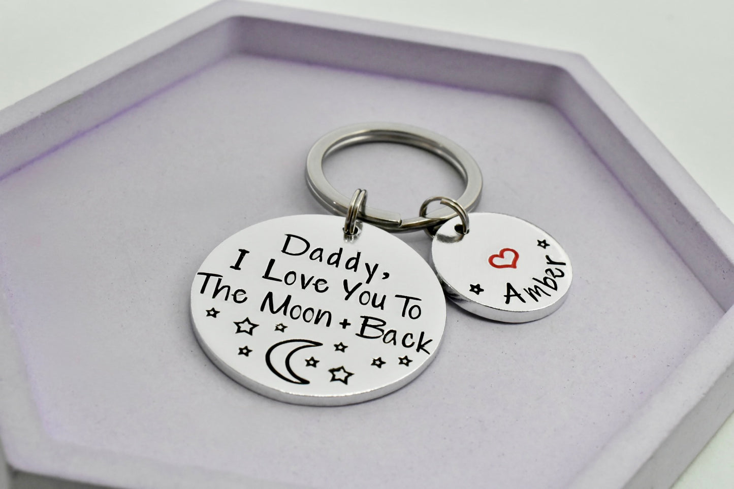 Personalised “I Love You to the Moon and Back” Keyring - Custom Name Disc Family Gift (Daddy, Mum or Any Name)