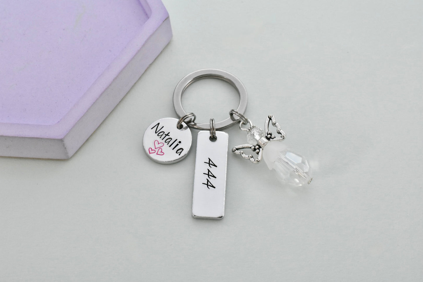 Angel Numbers Keyring • Personalised Spiritual Keychain • Numerology Keyring • Lucky Number Gift • Cosmic Keyring