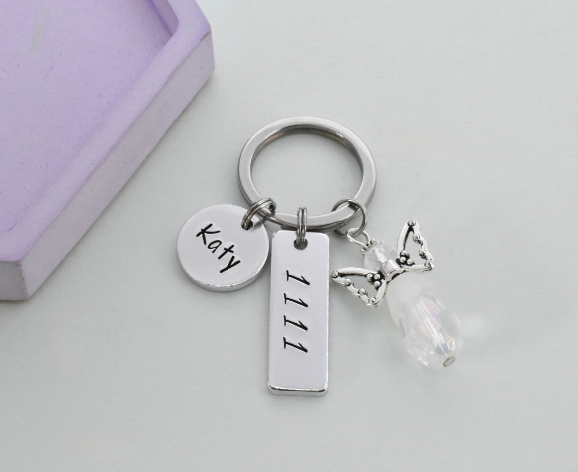 Angel Numbers Keyring • Personalised Spiritual Keychain • Numerology Keyring • Lucky Number Gift • Cosmic Keyring