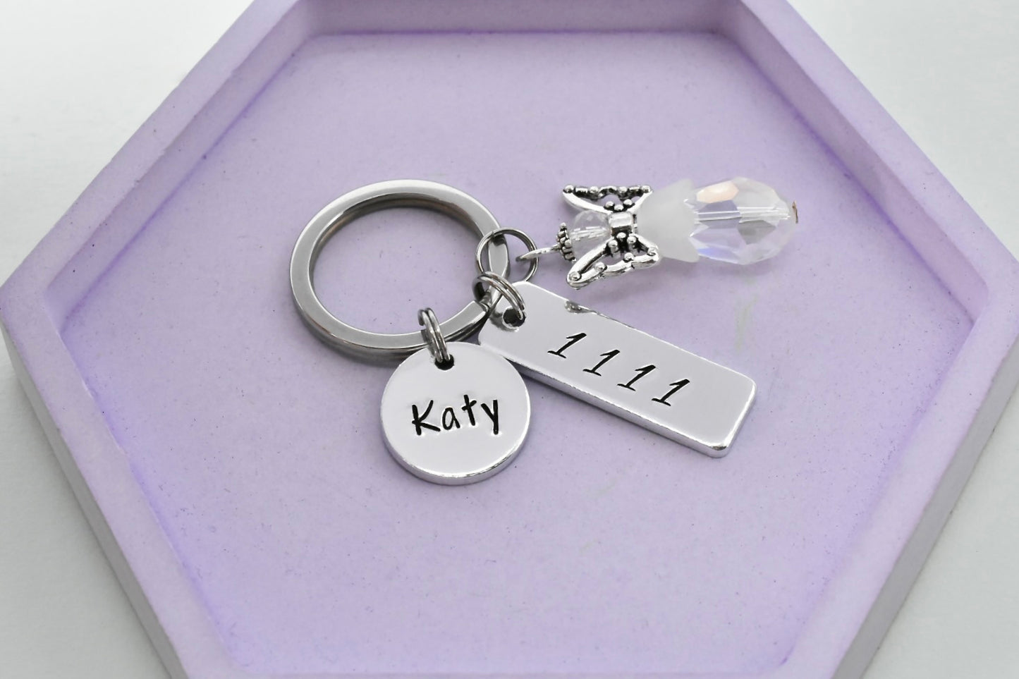 Angel Numbers Keyring • Personalised Spiritual Keychain • Numerology Keyring • Lucky Number Gift • Cosmic Keyring