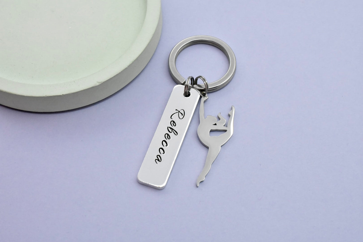 Personalised Gymnatics Keyring • Gymnast Key Ring • Dancing Keychain • Dancer Gift • Performer • Acrobat • Athlete Gift • Aerialist