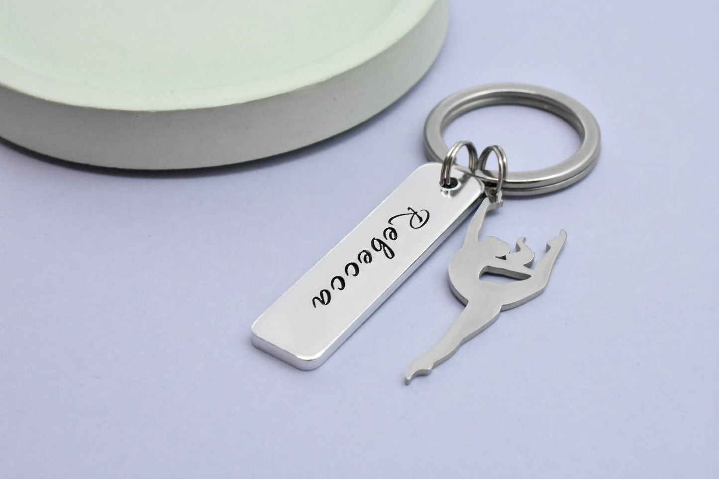 Personalised Gymnatics Keyring • Gymnast Key Ring • Dancing Keychain • Dancer Gift • Performer • Acrobat • Athlete Gift • Aerialist