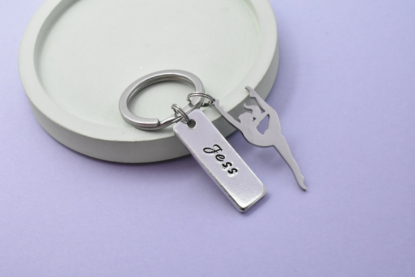 Personalised Gymnatics Keyring • Gymnast Key Ring • Dancing Keychain • Dancer Gift • Performer • Acrobat • Athlete Gift • Aerialist