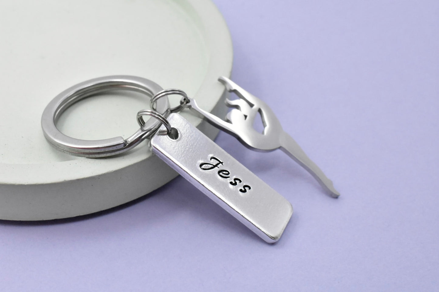 Personalised Gymnatics Keyring • Gymnast Key Ring • Dancing Keychain • Dancer Gift • Performer • Acrobat • Athlete Gift • Aerialist