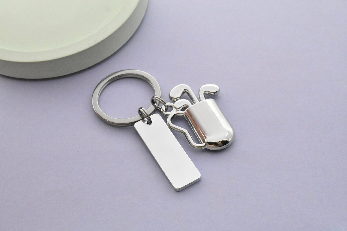 Personalised Golf Keyring with Blue Golf Bag Charm | Handmade UK