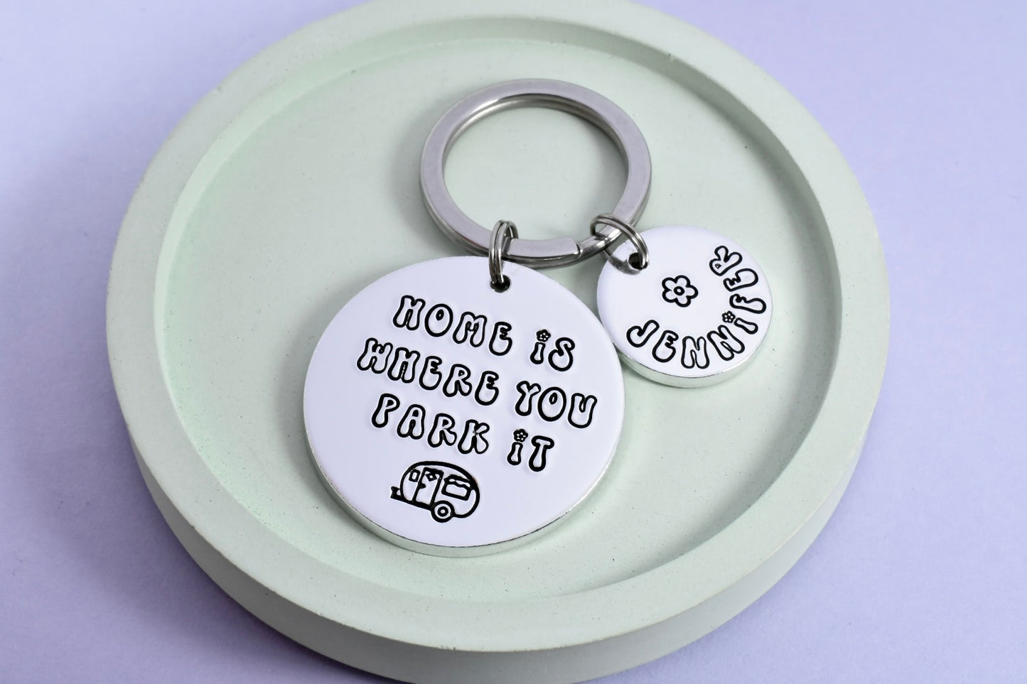 Home Is Where You Park It Keyring • Personalised Caravan Keychain • Gift For Camping Enthusiast • Campervan Keys • Caravaner • Motorhome