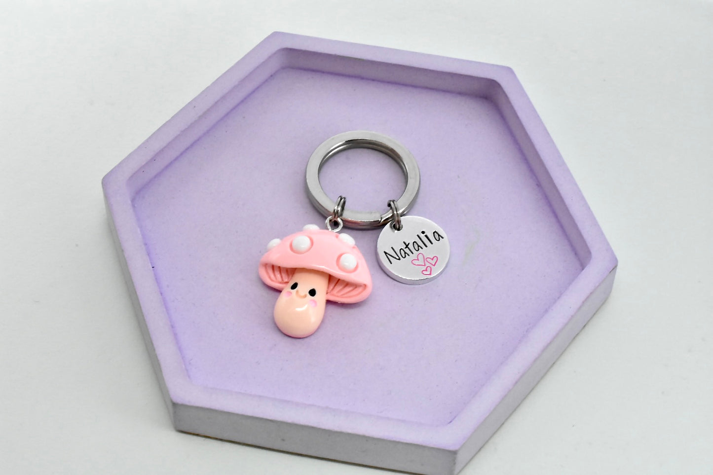 Mushroom Charm Keyring • Personalised Name Key Chain • Mushroom (Choice Of Two Colours) Bag Charm • Cute Gift • Mycophile Key Chain