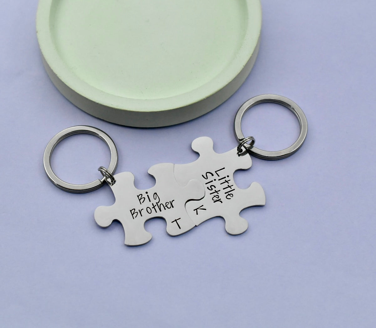 Personalised Sibling Puzzle Piece Keyring - Sister Brother Gift