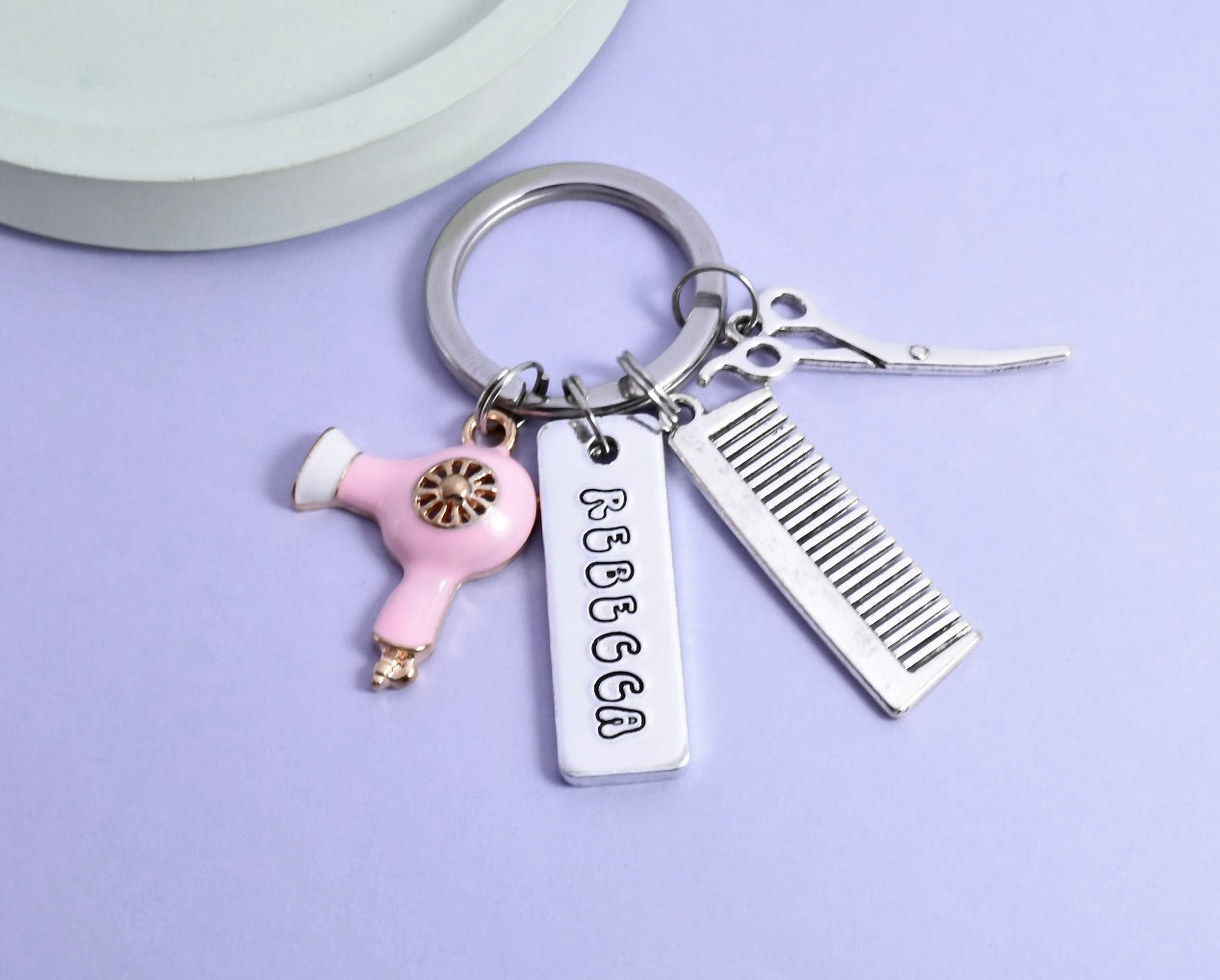 Personalised Hairdressers Keyring • Hair Stylists Key Ring • Newly Qualified Hair Tech Keychain • New Salon Gift