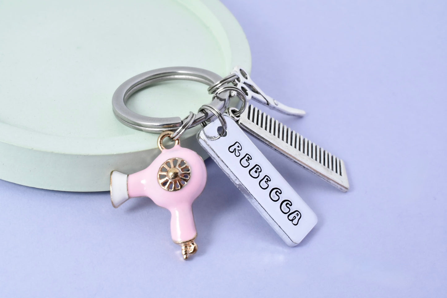 Personalised Hairdressers Keyring • Hair Stylists Key Ring • Newly Qualified Hair Tech Keychain • New Salon Gift