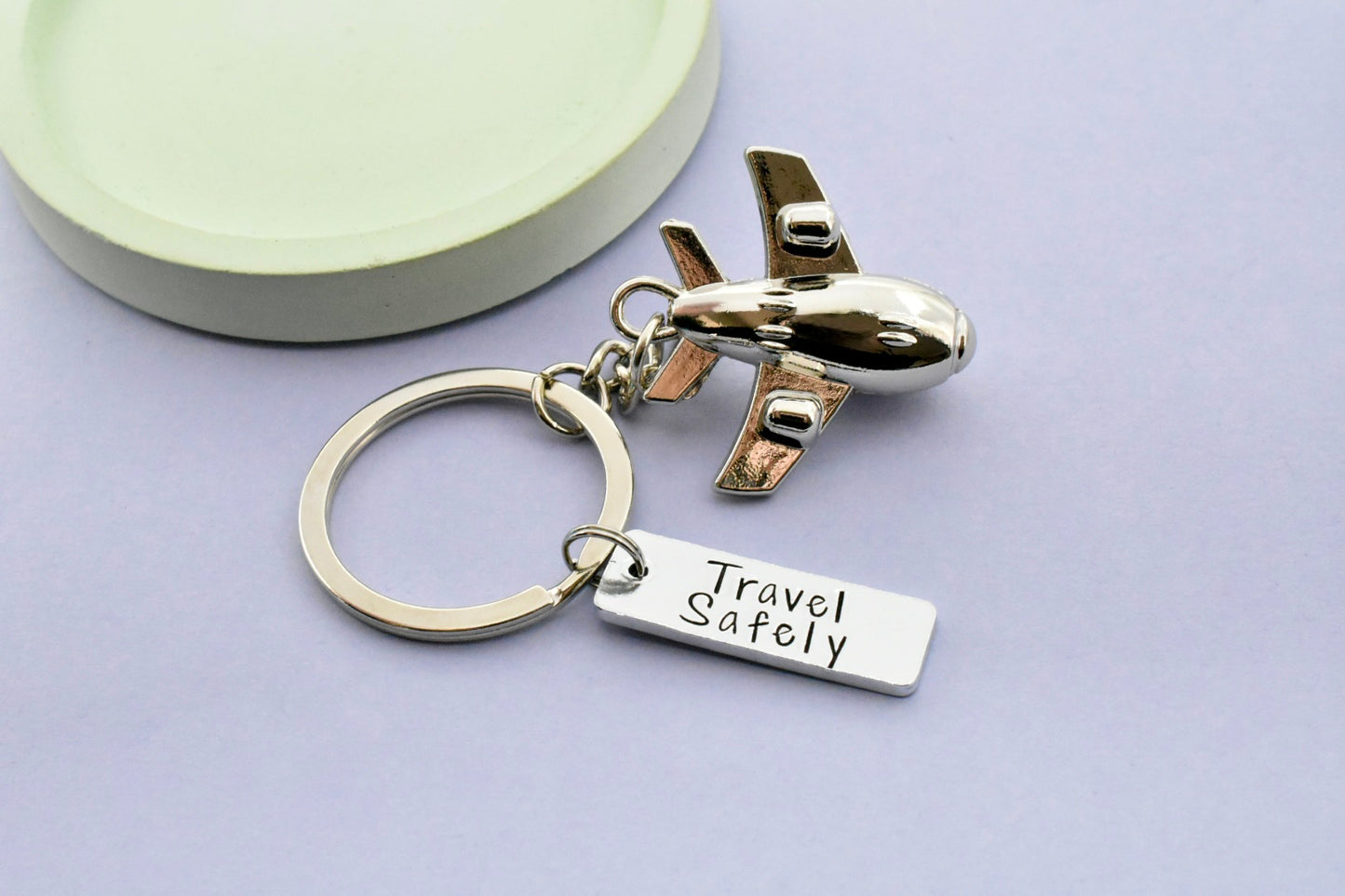 Personalised Travel Safely Aeroplane Keyring