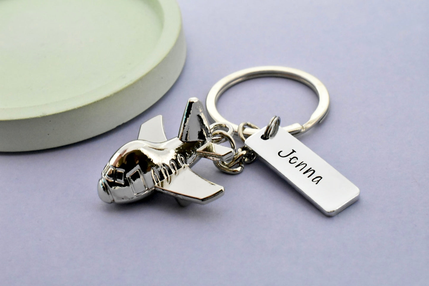 Personalised Travel Safely Aeroplane Keyring