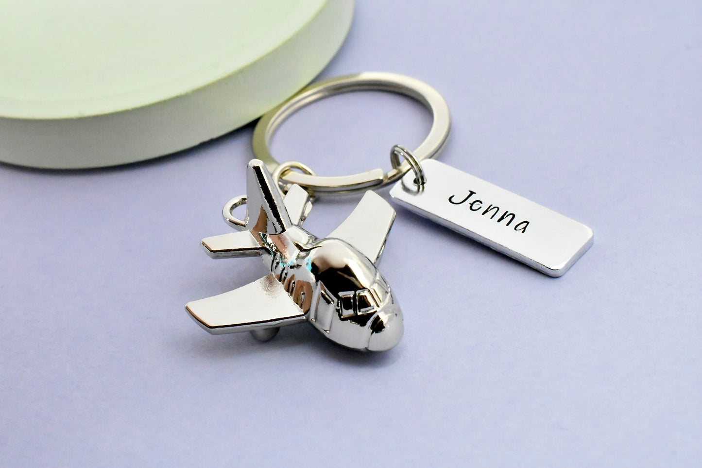 Personalised Travel Safely Aeroplane Keyring