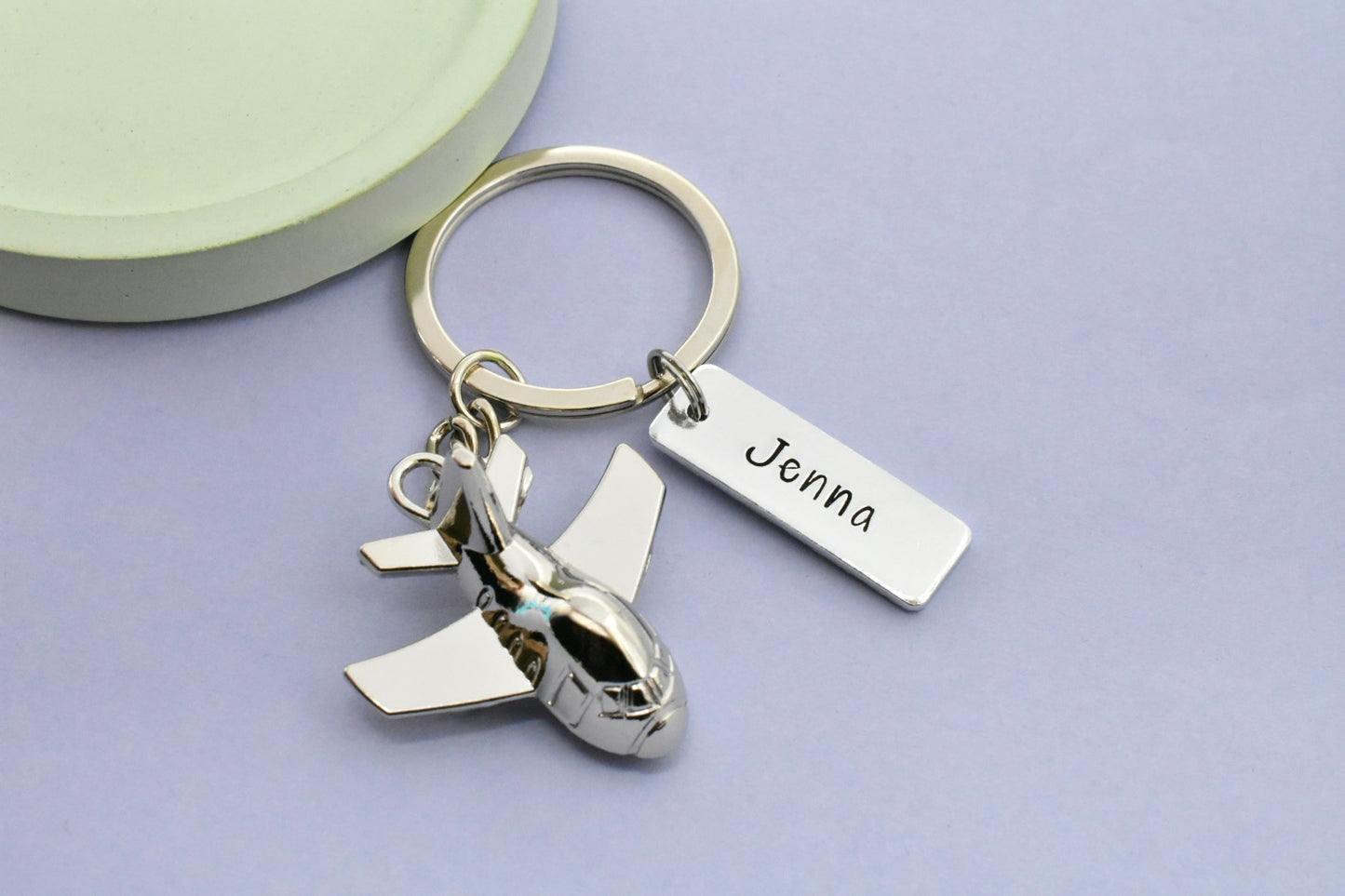 Personalised Travel Safely Aeroplane Keyring