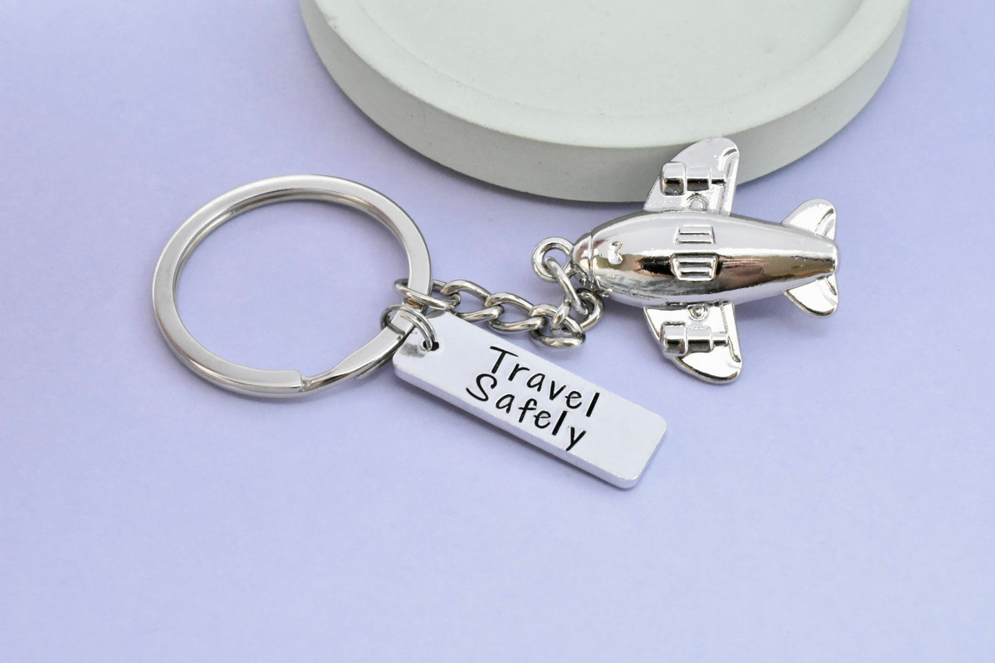 Airplane Keyring • Pilot Gift • Personalised Traveller Gift • Travel Safely • Air Hostess Gift • Cabin Crew Keyring