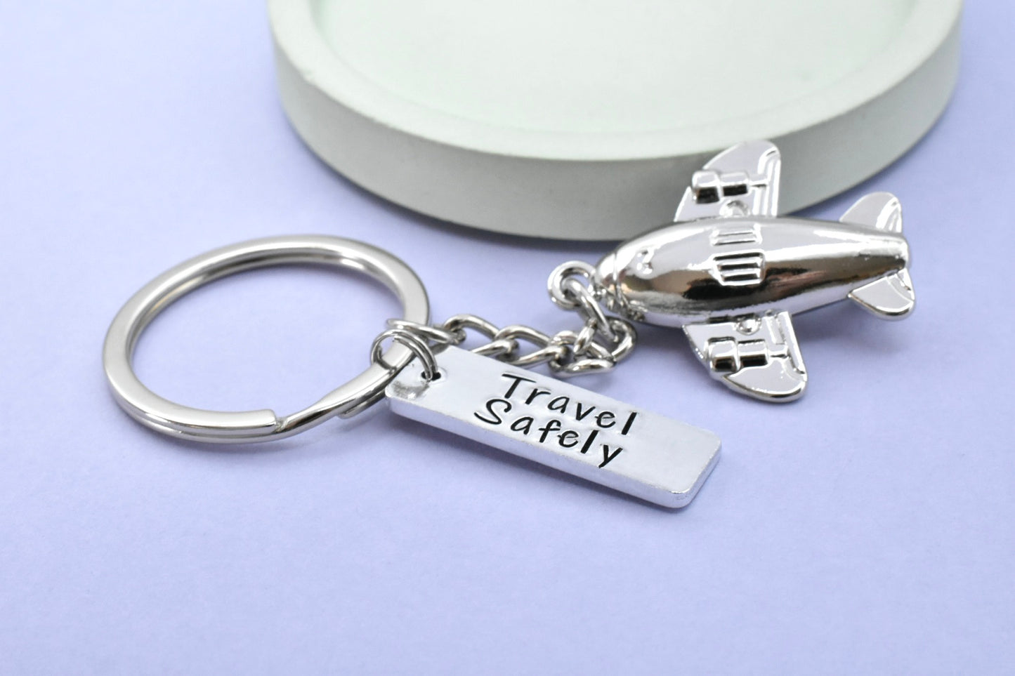 Airplane Keyring • Pilot Gift • Personalised Traveller Gift • Travel Safely • Air Hostess Gift • Cabin Crew Keyring