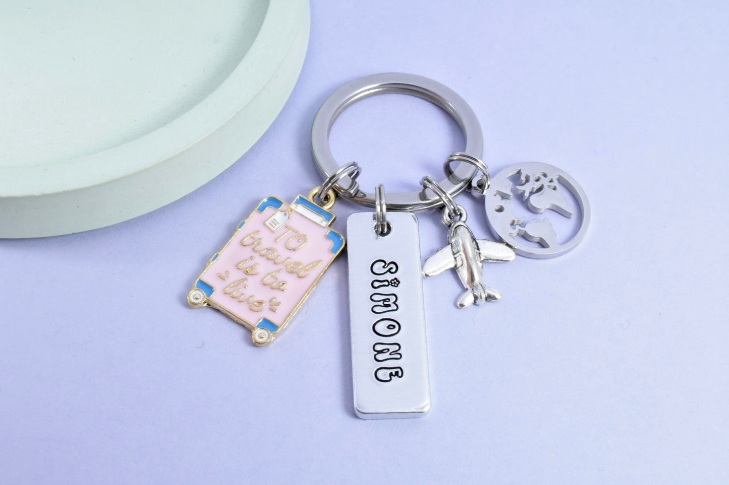 Personalised Travel Keyring • Backpacking Key Ring • Emigrating Gift • Friend Going Travelling • Goodbye Gift • Traveller Present • Gap Year