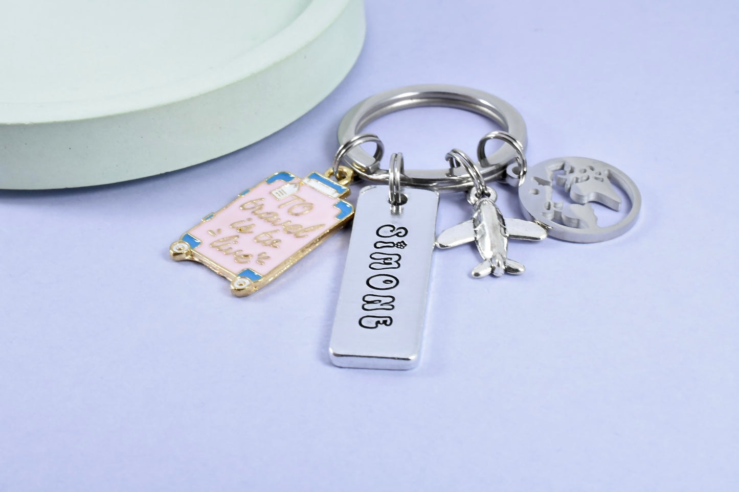 Personalised Travel Keyring • Backpacking Key Ring • Emigrating Gift • Friend Going Travelling • Goodbye Gift • Traveller Present • Gap Year