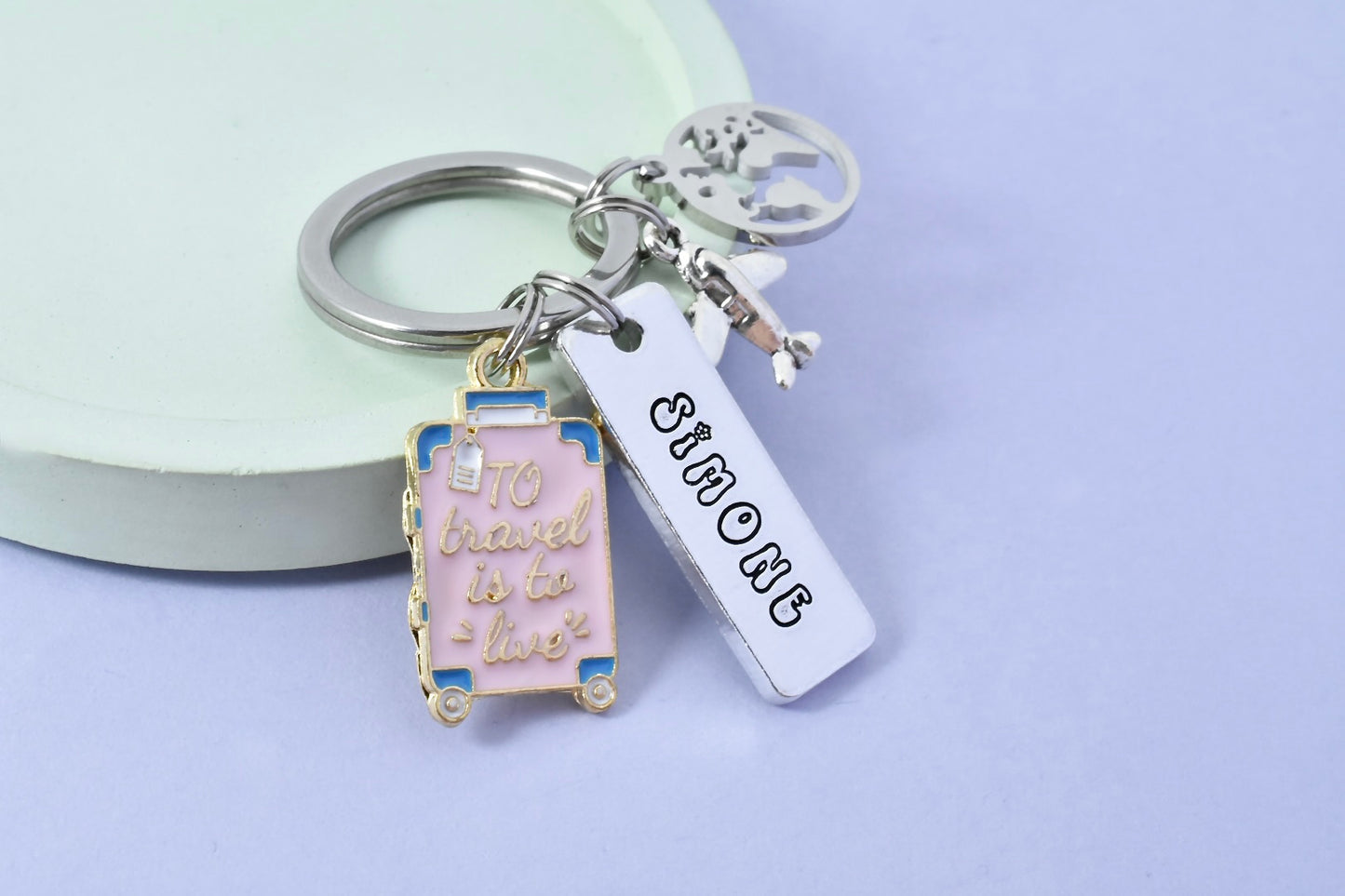 Personalised Travel Keyring • Backpacking Key Ring • Emigrating Gift • Friend Going Travelling • Goodbye Gift • Traveller Present • Gap Year