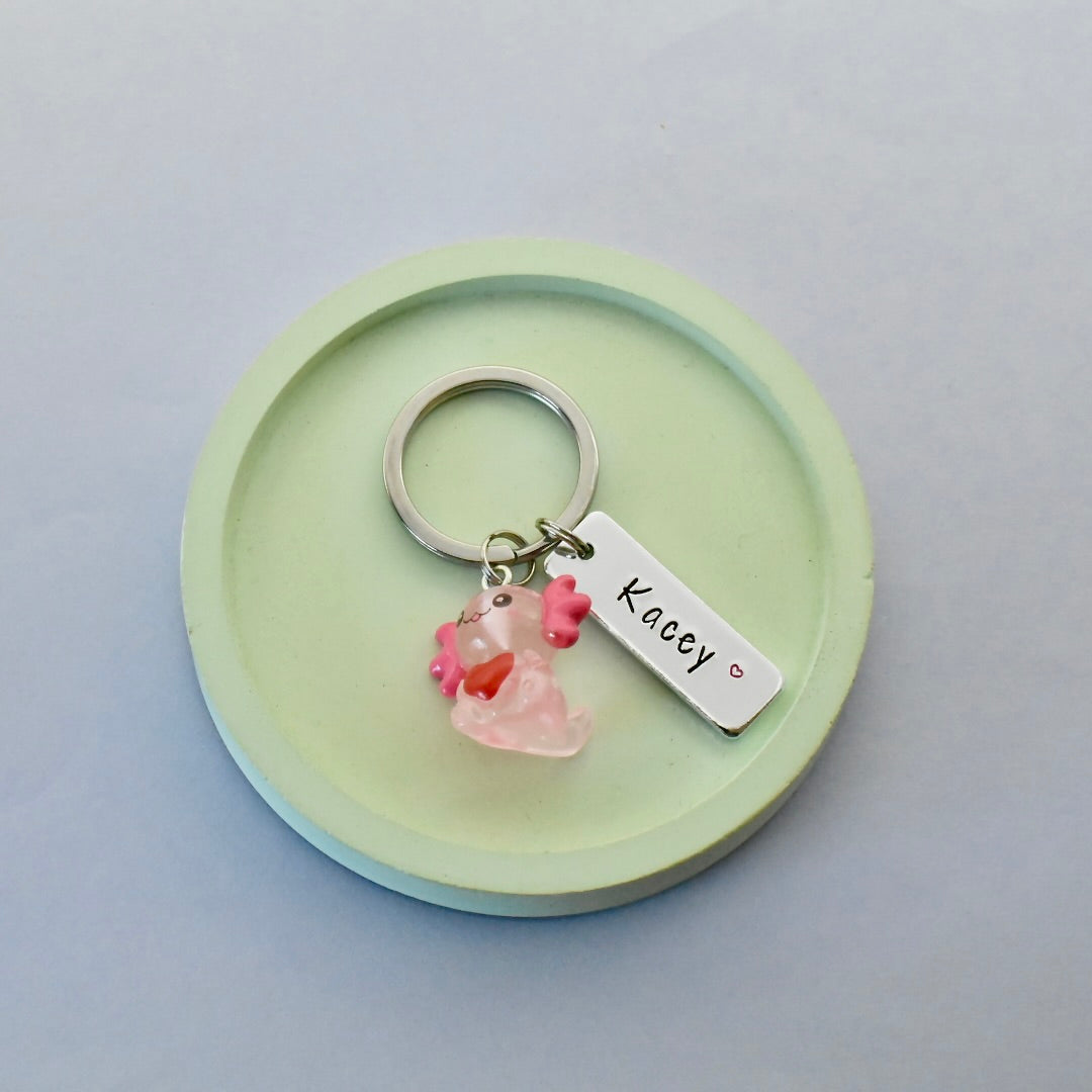 Personalised Axolotl Keyring • Axolotl Key Ring • Amphibian Keychain • Axolotl Fan Gift • Mexican Salamander • Axolotl Owners Gift